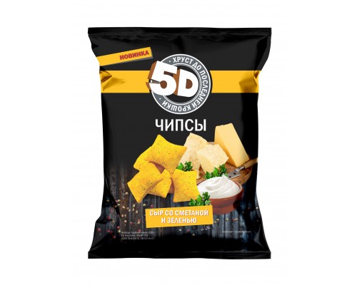 Чипсы пшеничные «5D» со вкусом «Сыр со сметаной и зеленью» 90 г