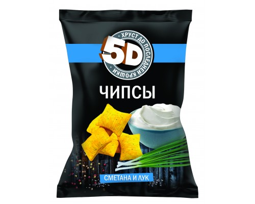 Чипсы пшеничные «5D» со вкусом «Сметана и лук» 90г