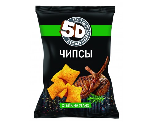 Чипсы пшеничные «5D» со вкусом «Стейк на углях» 90 г