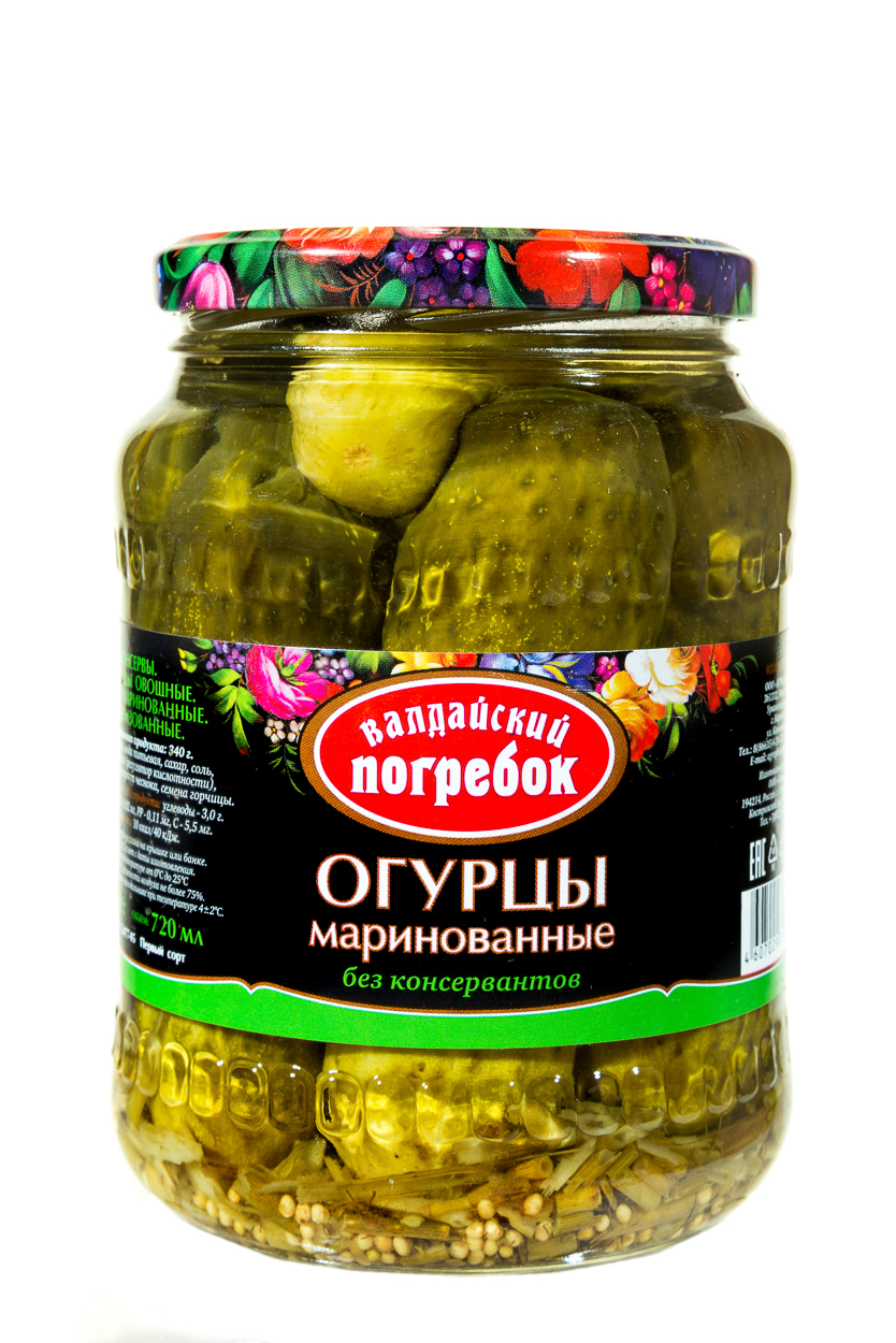 Огурчики маринованные «Валдайский погребок» 720 мл.