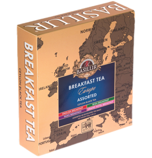 Чай "Basilur" "Европейский чай для завтрака".  Ассорти 40 конв.