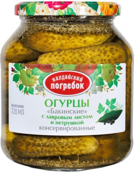 Огурцы «Бакинские» консервированные «Валдайский погребок» 720 мл